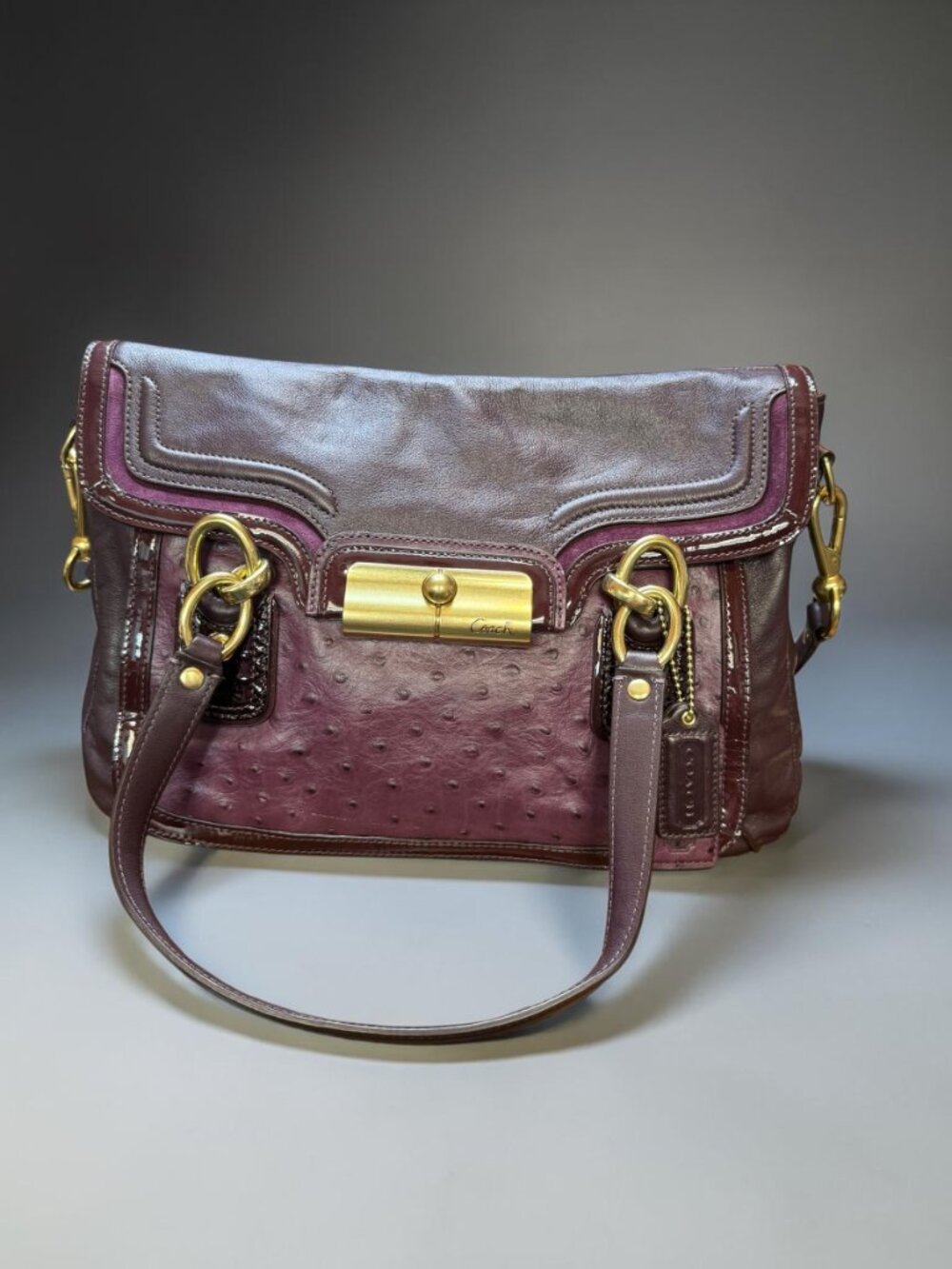 Coach Kristin Ostrich Embossed Leather Spectator Satchel — EUC - Picture 14 of 16